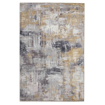 Rio G4719 Modern Abstract Distressed Lightweight Printed Polyester Flatweave Grey/Yellow Rug-Think Rugs-Rug Love - The Most Loved Rug Store